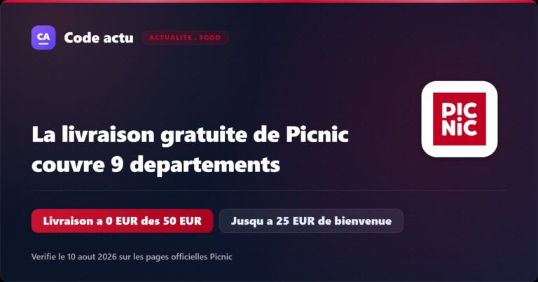 Picnic livre gratuitement dès 50 € dans 9 départements, avec jusqu’à 25 € de réduction de bienvenue